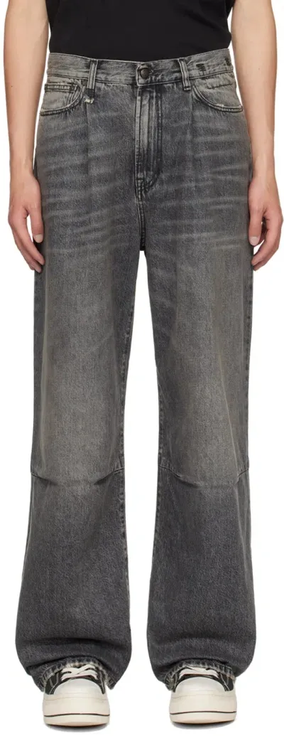 R13 Ssense Exclusive Gray Wayne Articulated Knee Jeans In Leyton Black