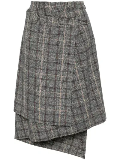 R13 Gray Wrap Midi Skirt In Grau