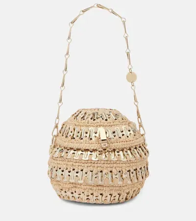 Rabanne 1969 Ball Raffia And Chainmail Shoulder Bag In Metallic