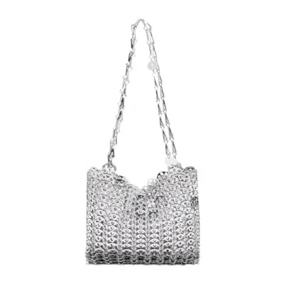 Rabanne 1969 Silver Brass Clutch In White