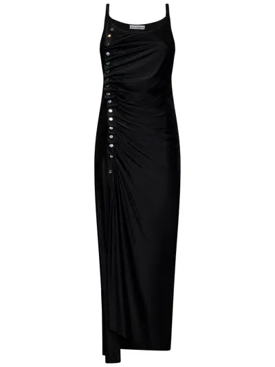 Rabanne Draped Midi Dress In Nero