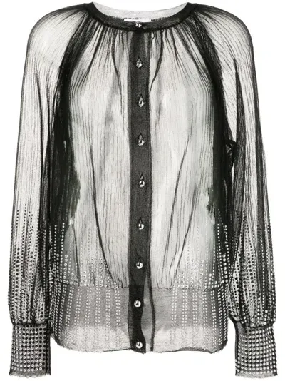 Rabanne Beaded Sheer Cardigan In Black