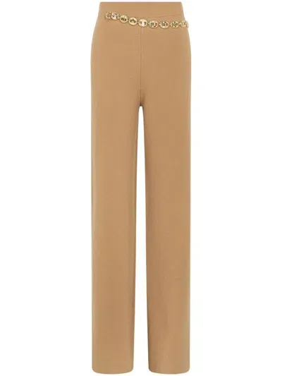 Rabanne Belted Knit Trousers In Beige