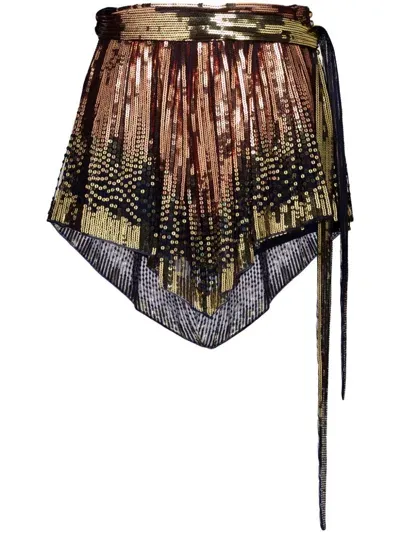 Rabanne Belted Sequinned Shorts In Gold