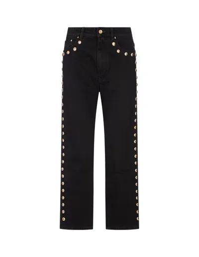 Rabanne Black Boyfriend Jeans With Gold Studs