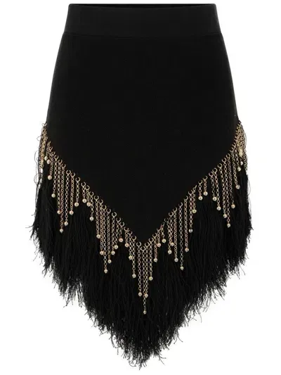 Rabanne Bead-embellished Linen Skirt In Schwarz