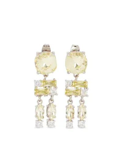 Rabanne Small Crystal Drop Earrings In Silver Jonquil