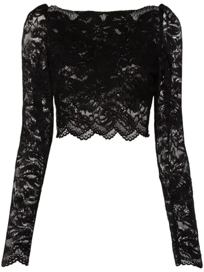 Rabanne Floral-lace Cropped Top In Black  