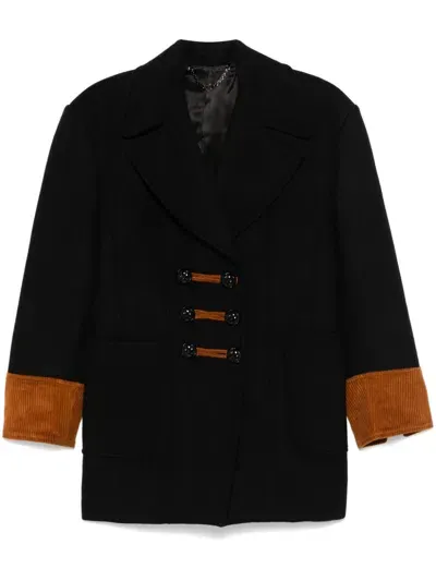 Rabanne Double-breasted Coat In Black