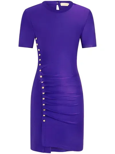 Rabanne Drapé Pression Short Dress In Pink & Purple