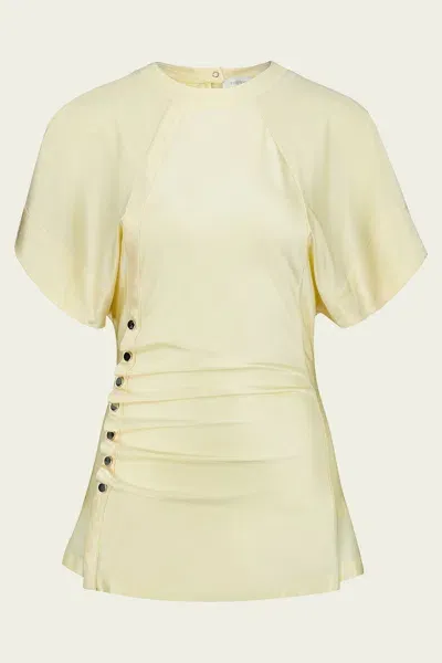 Rabanne Draped-detail Round-neck Blouse In Yellow