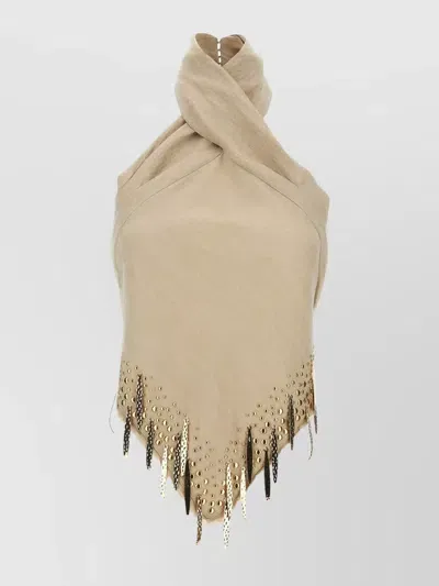 Rabanne Fringe-detail Halterneck Top In Beige