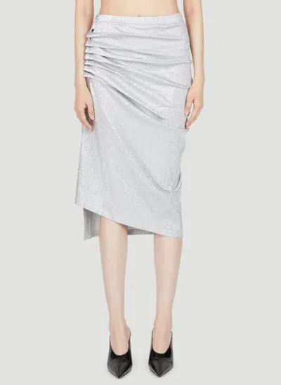 Rabanne Draped Lurex Skirt In Silver