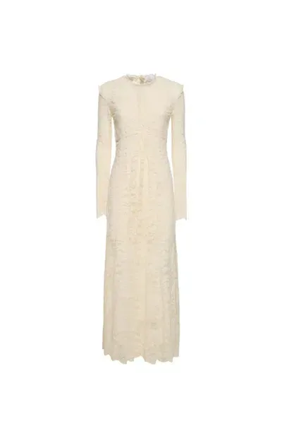 Rabanne Stretch Lace Jersey Long Dress In 象牙色