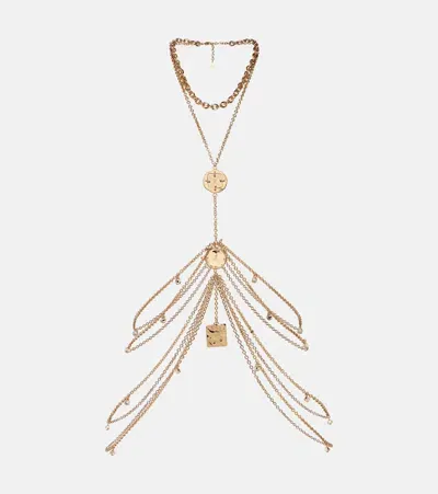 Rabanne Embellished Body Chain In Gold