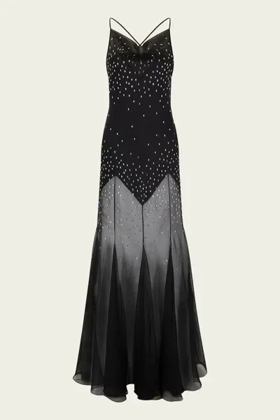 Rabanne Embellished Chiffon Maxi Dress In Black