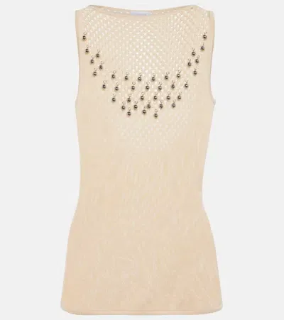 Rabanne Embellished Tank Top In Beige