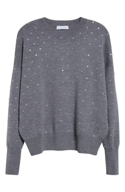 Rabanne Embellished Wool Blend Sweater In Smocked Grey