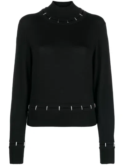 Rabanne Embellished Wool-silk Jumper In Schwarz