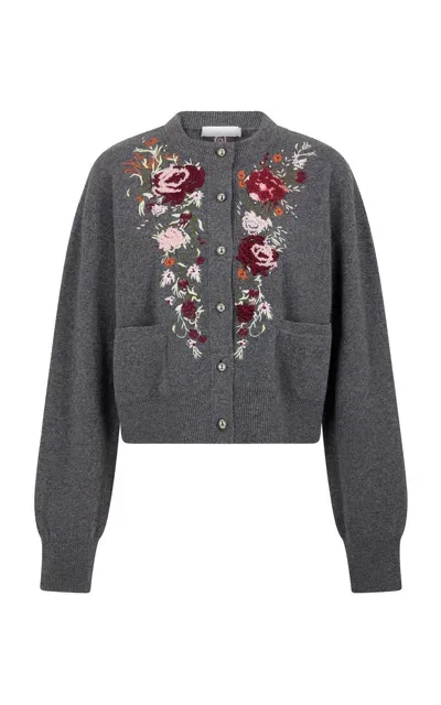 Rabanne Embroidered Wool-cashmere Cardigan In Grey