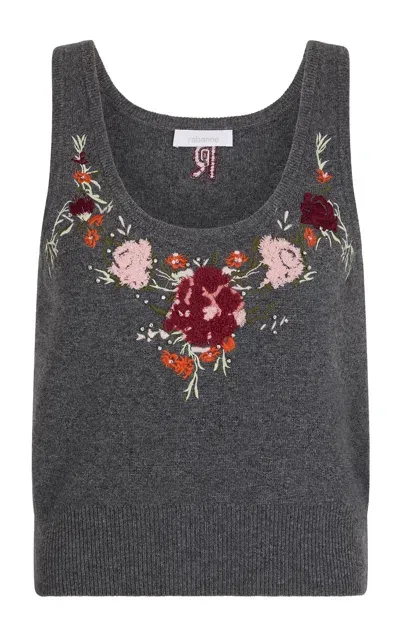 Rabanne Embroidered Wool-cashmere Top In Grey