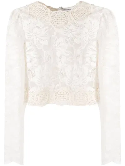 Rabanne Floral-embroidered Cropped Top In Neutrals