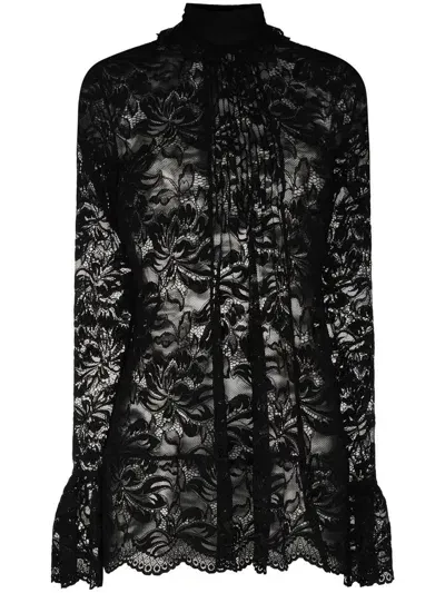 Rabanne Floral Lace Top In Black