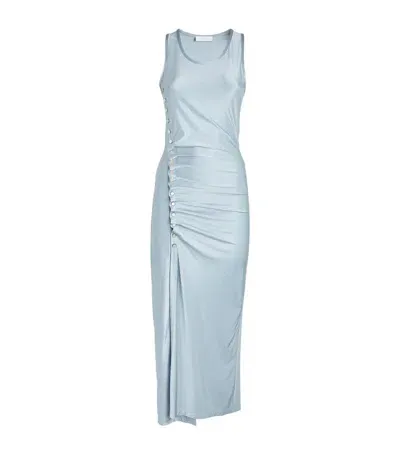 Rabanne Sleeveless Draped Jersey Midi Dress In Light Blue