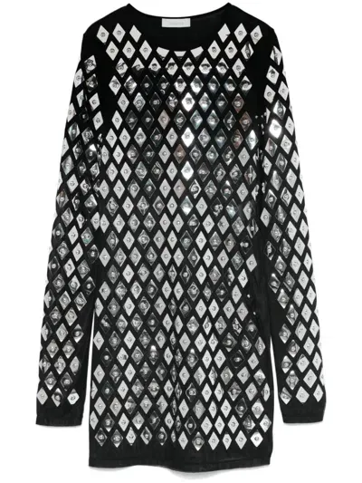 Rabanne Geometric-studded Mini Dress In Black