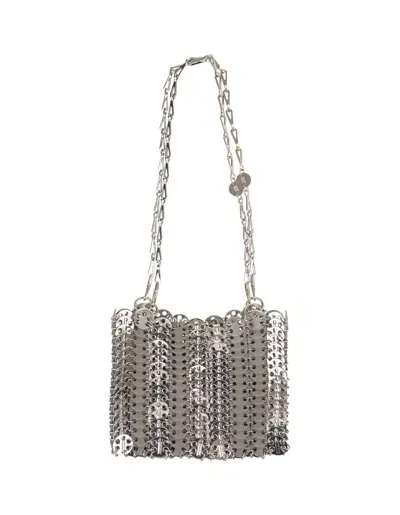 Rabanne Grey 1969 Square Bag In Metal And Leather Mix