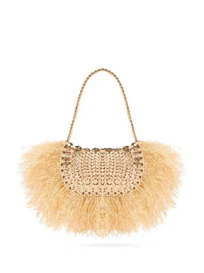 Rabanne Iconic 1969 Natural Wove Raffia Bag In Natural / Light Gold