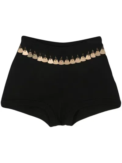 Rabanne Tassel-trim Knitted Shorts In Black  