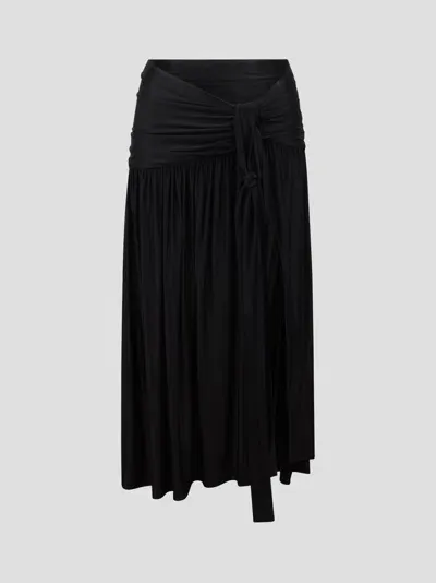 Rabanne Black Ruched Maxi Skirt In Schwarz