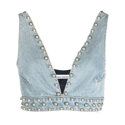 Rabanne Bralette Aus Denim In Blue