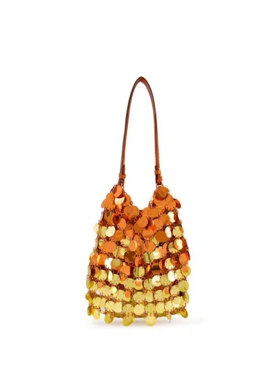 Rabanne Large Sequinned Shoulder Bag In Orange