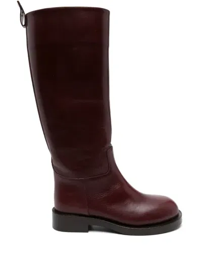 Rabanne Leather Boots In Red