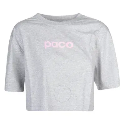 Rabanne Logo-print Cropped T-shirt In Grey