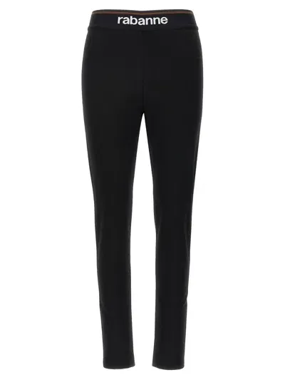 Rabanne Logo Waistband Stretch Leggings In Black