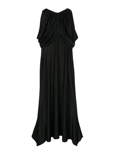 Rabanne Long Viscose Dress In Black