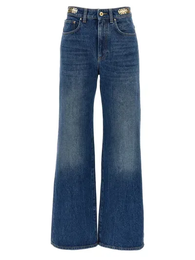 Rabanne Metal Disk Jeans In Blue