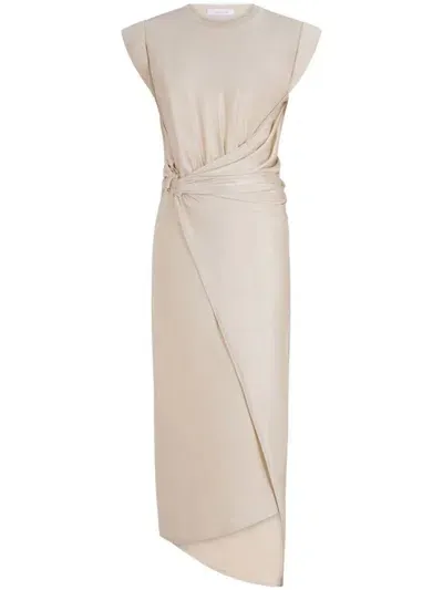 Rabanne Draped Midi Dress In Nude & Neutrals