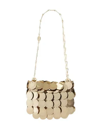 Rabanne Mini 'sparkle' Bag Crafted From Layered Discs In Golden