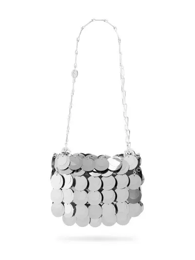 Rabanne Mini 'sparkle' Bag Crafted From Layered Discs In Silver