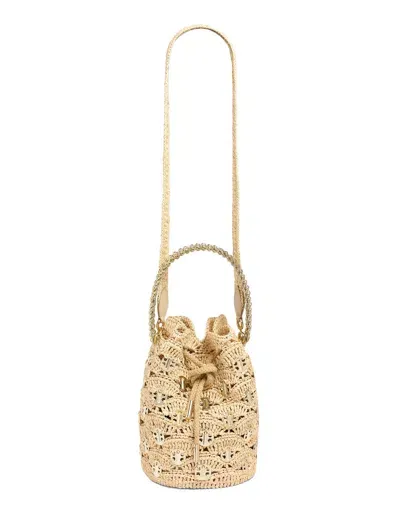 Rabanne Raffia Bucket Bag In Beige