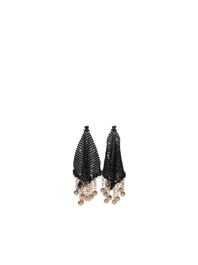 Rabanne Paco  Draped Chainmail Embellished Drop Earrings In Black