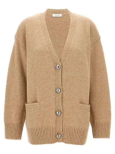 Rabanne Paco  Logo Buttons Cardigan In Beige