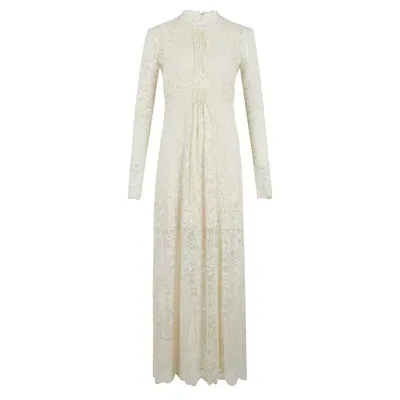 Rabanne Paco  Long Sleeved Lace Maxi Dress In White