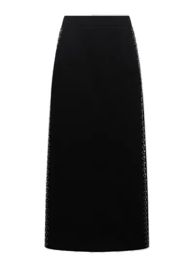 Rabanne Midi Skirt With Rhinestones In Black