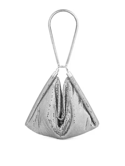 Rabanne Pixel Metallic Shoulder Bag In Silver