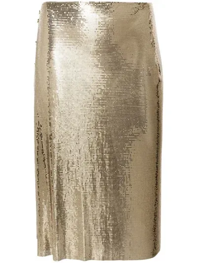 Rabanne Pression Chainmail Midi Skirt In Gold